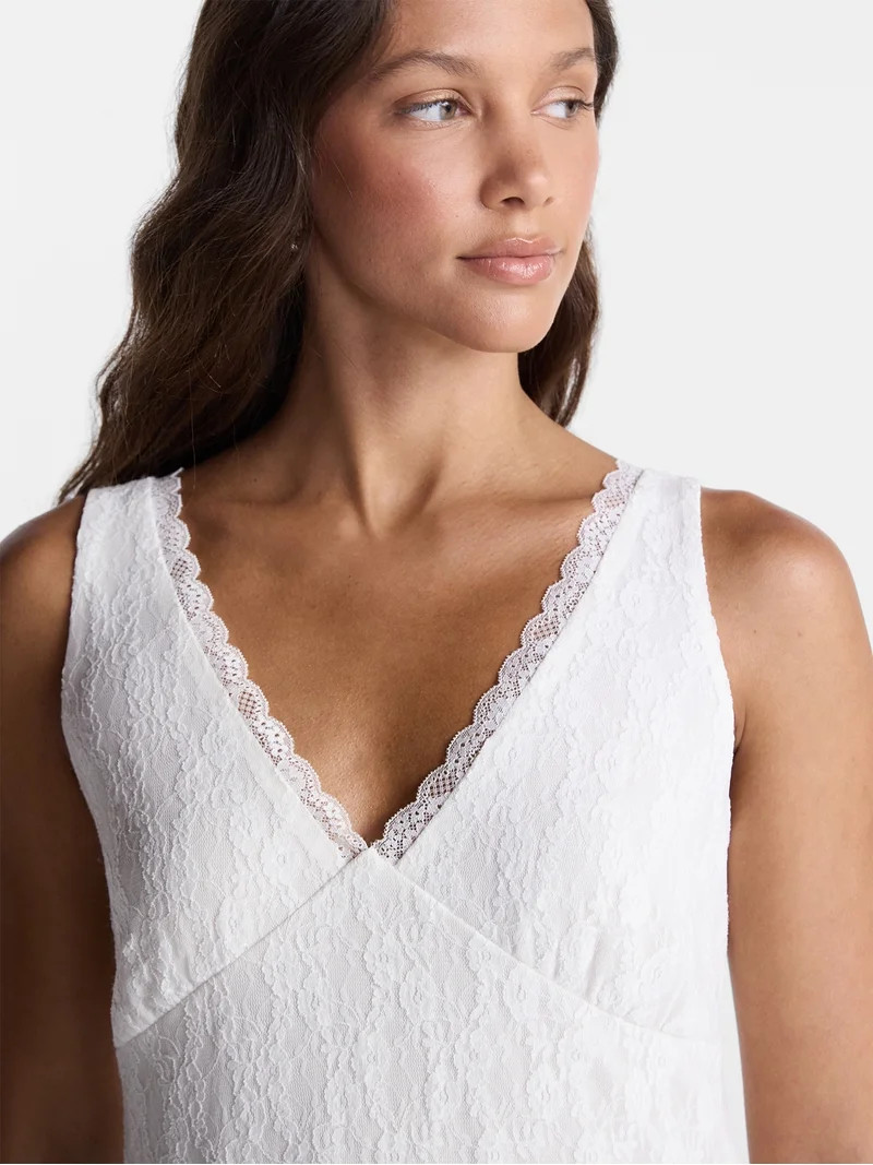 No Boundaries Lace Godet Tank Top, Women\u2019s XXS-XXL | Walmart (US)