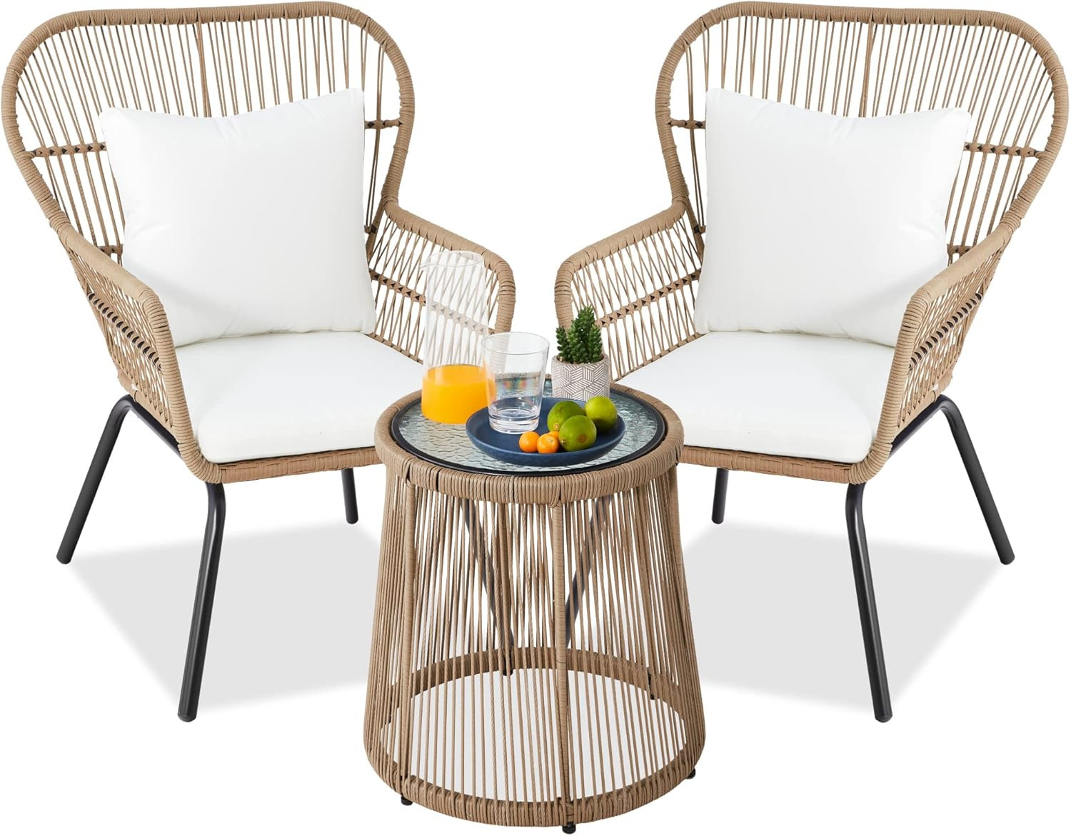 Best Choice Products 3-Piece Patio Conversation Bistro Set, Outdoor All-Weather Wicker Furniture ... | Amazon (US)