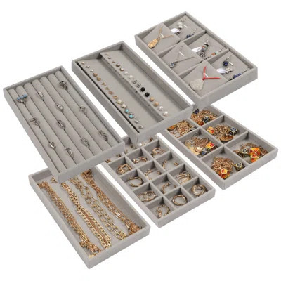 6 Pack Jewelry Organizer Trays, Velvet Jewelry Tray Stackable Jewelry Display Case For Dresser Drawer Insert, Ring Earing Necklace Bracelet Holder | Wayfair North America