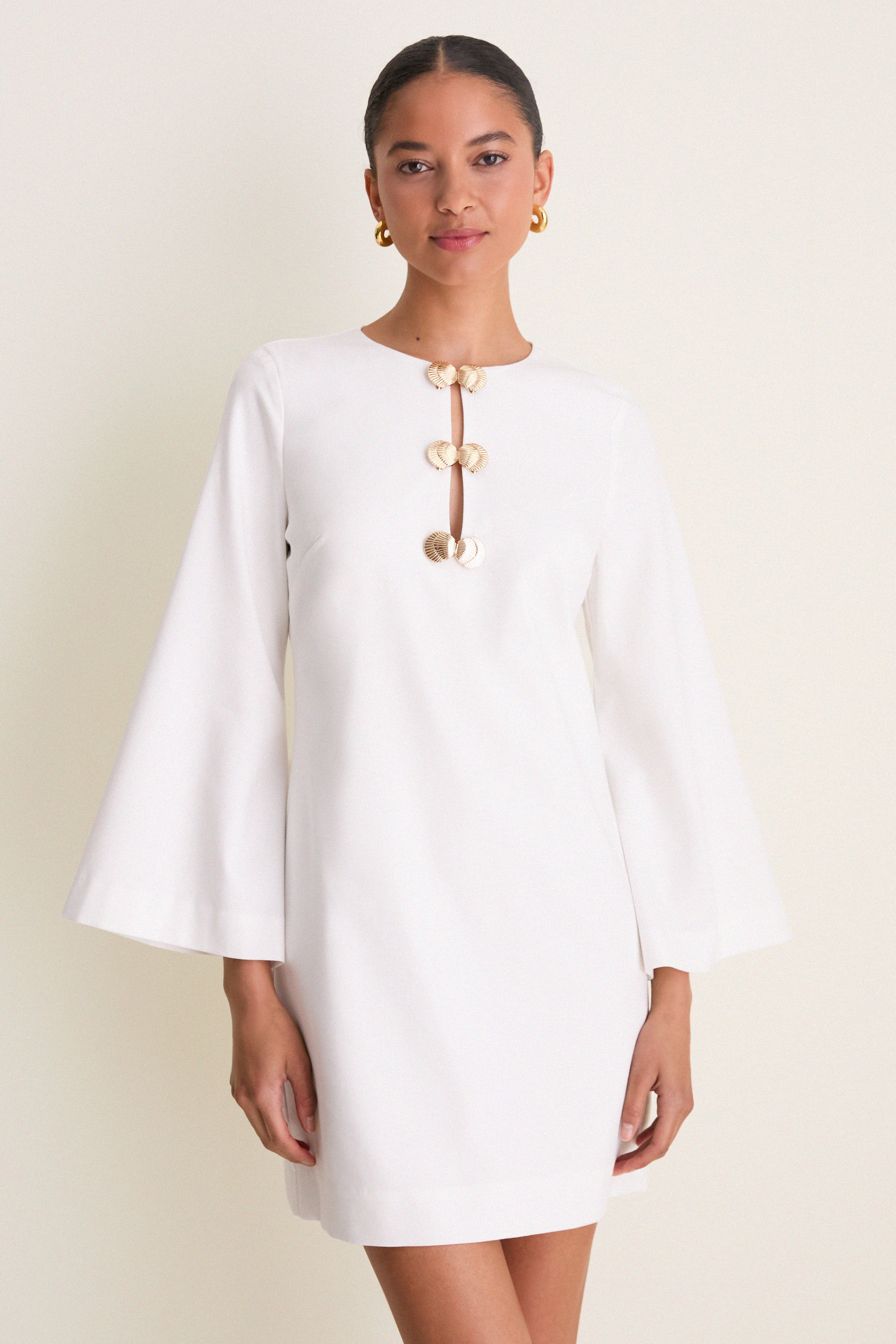 Ivory Linen Shell Hardware Etta Mini Caftan | Tuckernuck (US)