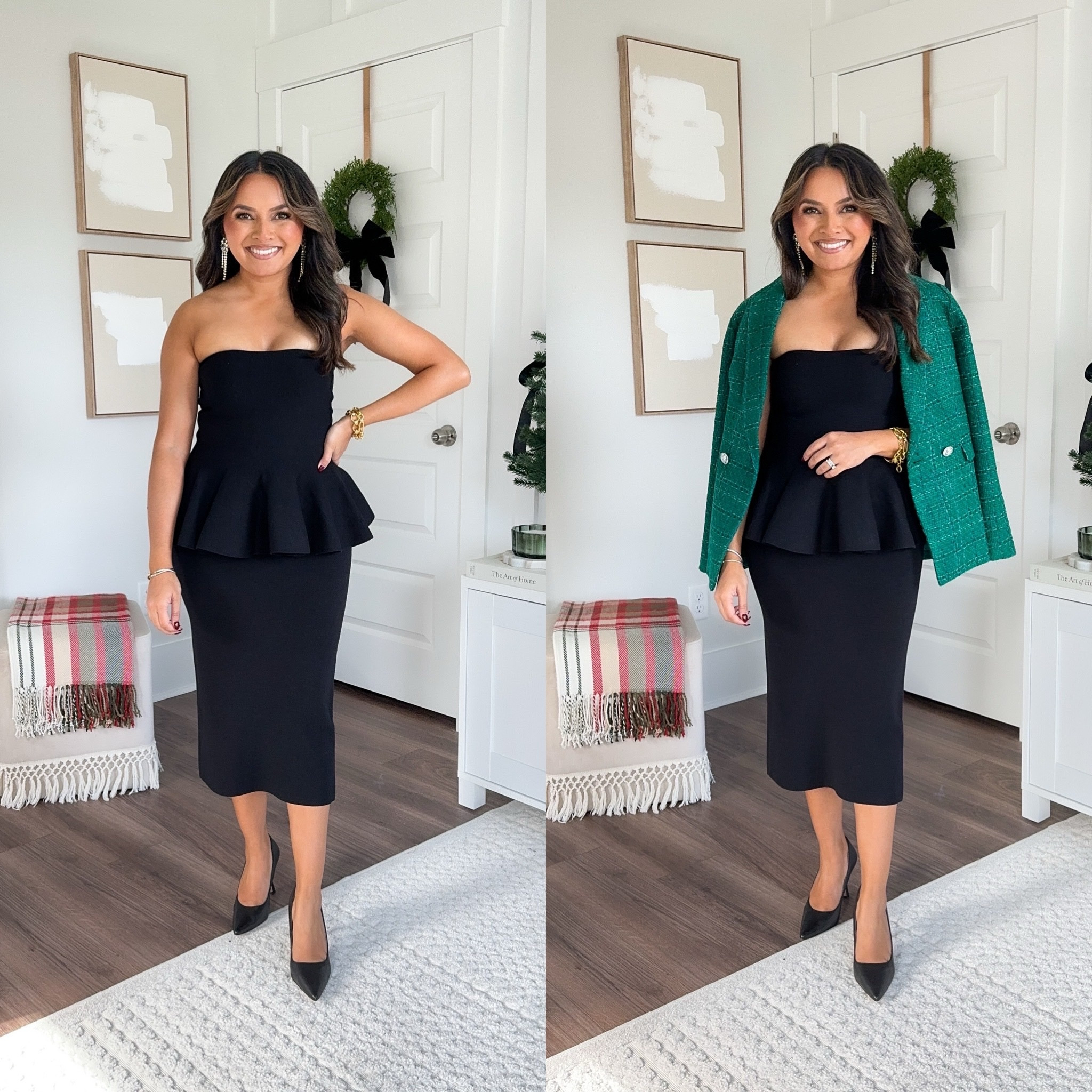 Black peplum top size XXS TTS 
Black sweater skirt size XS petite TTS 
Black heels size 5 TTS 

Holiday outfits 
Holiday style 
Holiday dress 
Christmas party outfit 
Christmas outfit 
New Years eve outfit 
Holiday party outfit 

Honey Sweet Petite 
Honeysweetpetite 

#LTKStyleTip #LTKHoliday #LTKParties