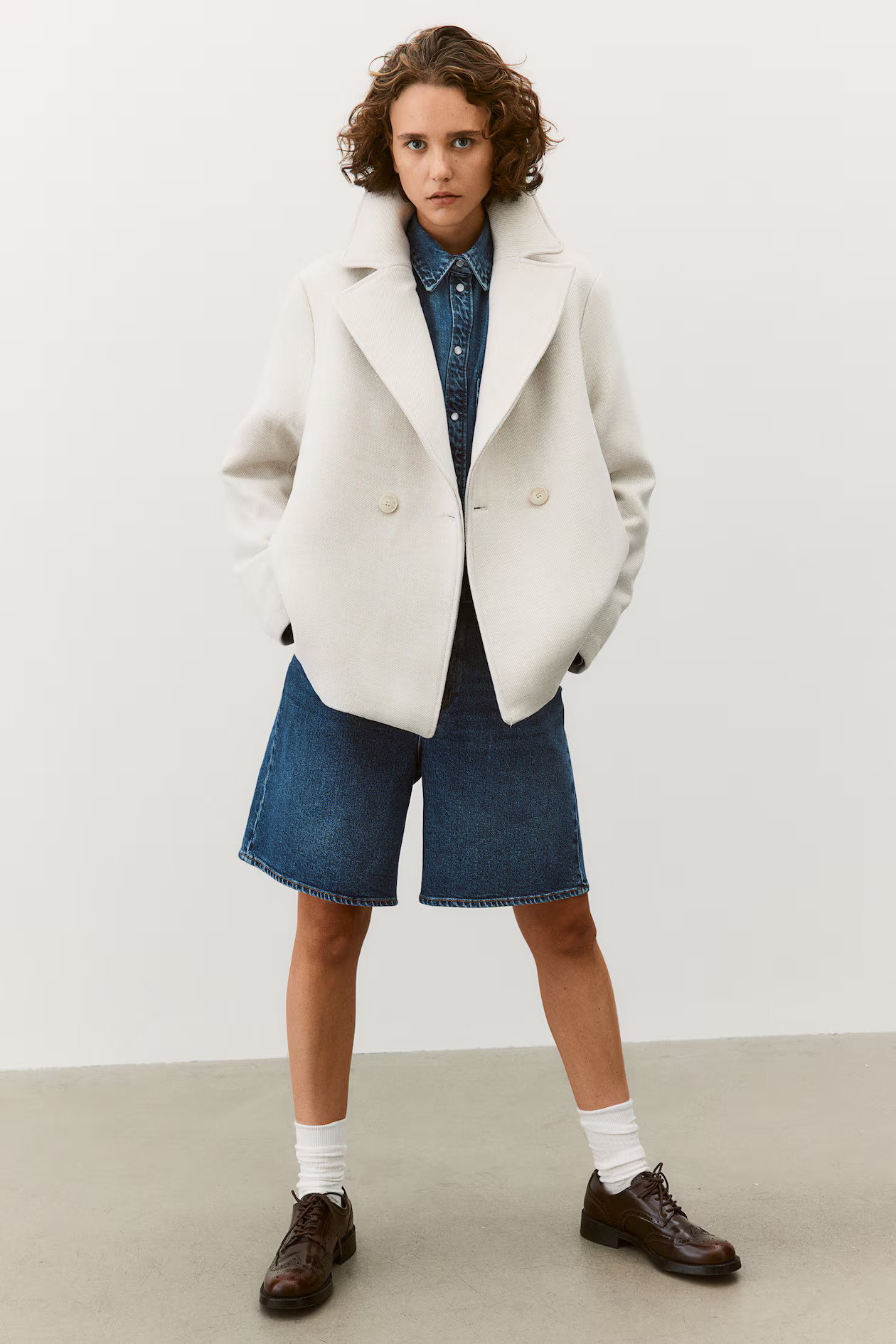 Short pea coat - Light beige - Ladies | H&M GB | H&M (UK, MY, IN, SG, PH, TW, HK)