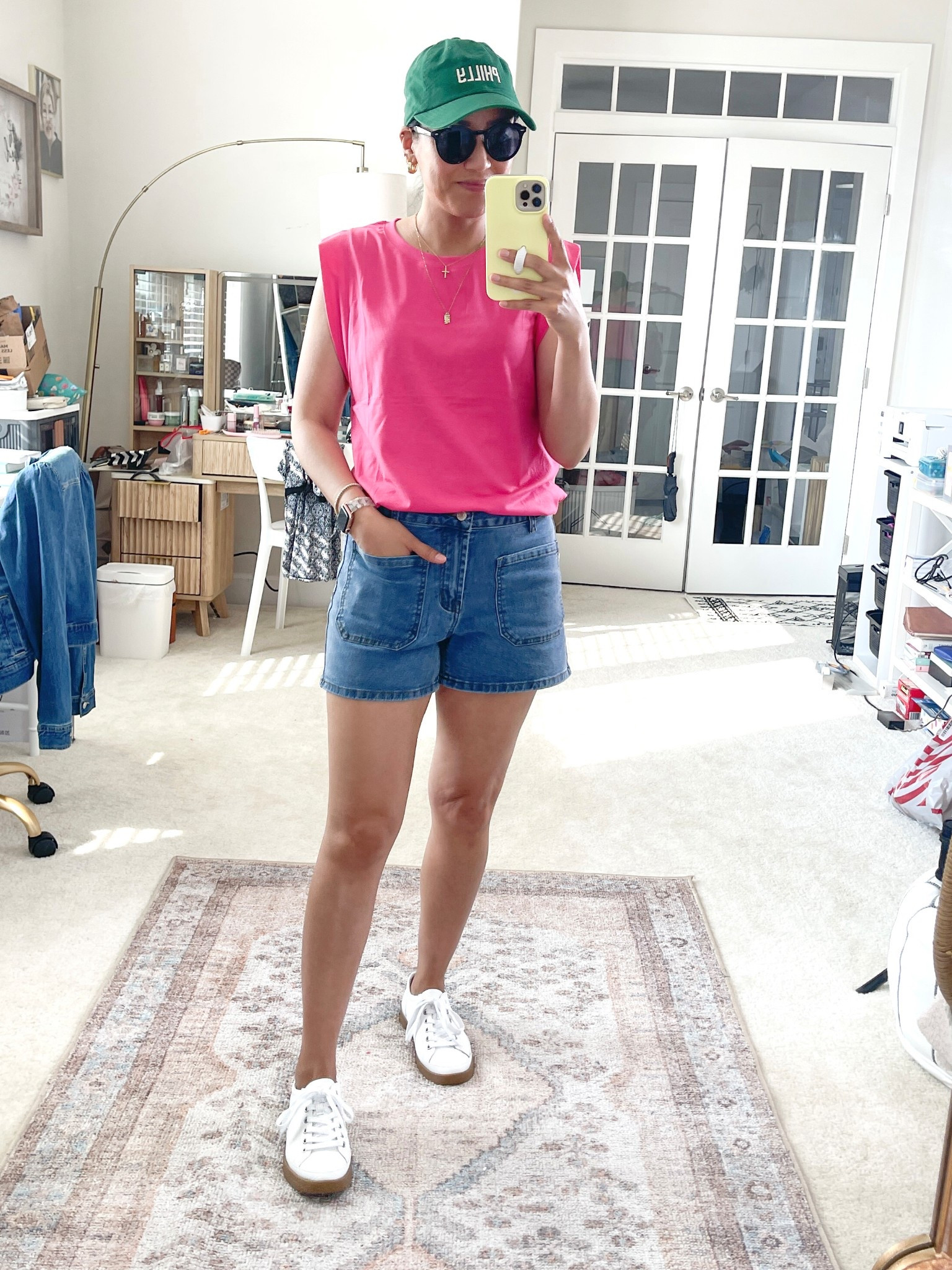 Size small T-shirt, and size medium shorts. Sneakers are true to size.

#LTKSaleAlert #LTKStyleTip #LTKOver40