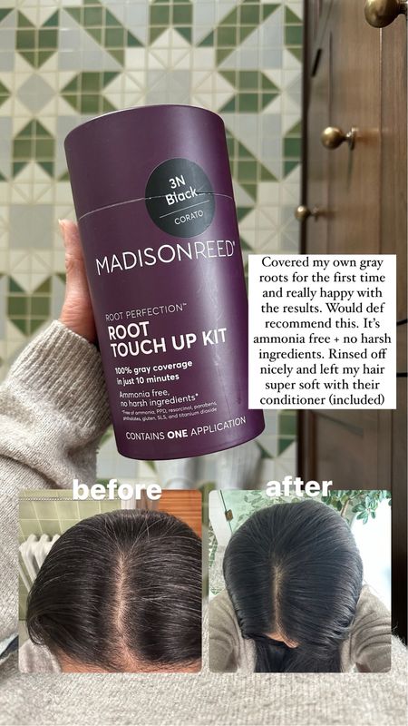 Covered my own gray roots for the first time and really happy with the results. Would def recommend this easy to do touch up kit from Madison Reed. It's ammonia free and no harsh ingredients. Rinsed off quickly + nicely and left my hair super soft with their conditioner (included). Bought mine at Target but Ulta and Amazon (on sale) have more color options. *hair dye, hair color

#LTKbeauty #LTKstyletip