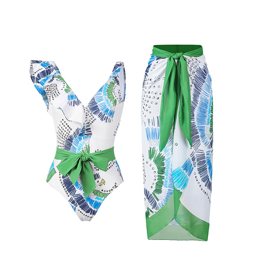 IDOPIP Women's One Piece Swimsuit with Beach Cover Up Wrap Skirt Floral Sexy Bikini Sets Two Piec... | Walmart (US)