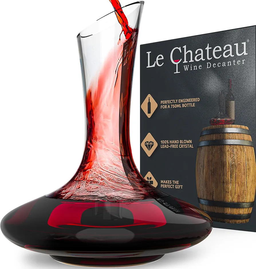 Le Chateau Large Elegant Wine Decanter with Aerator - Hand Blown Lead-Free Crystal Glass Wine Car... | Amazon (US)