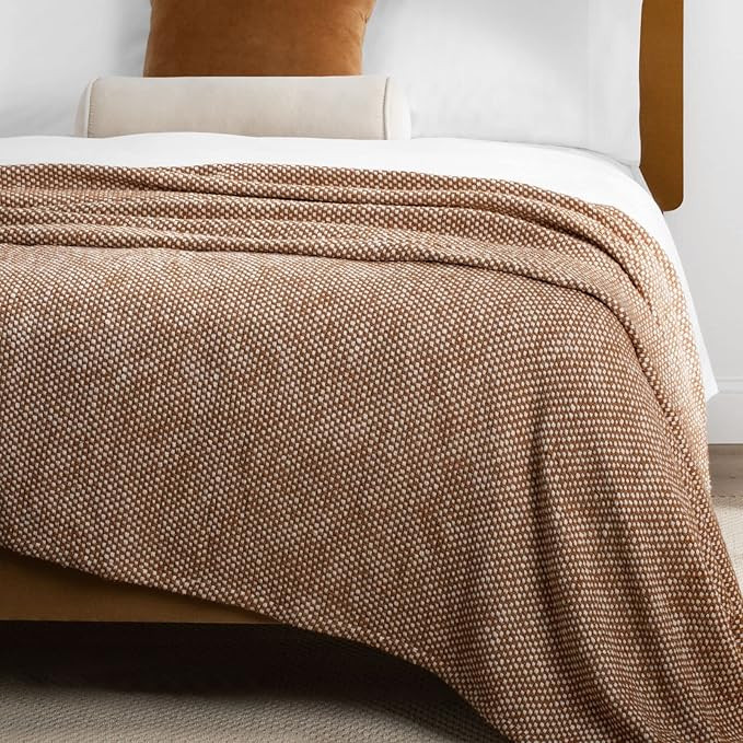 Nate Home by Nate Berkus Lightweight 100% Cotton Basket Weave Two-Tone Blanket | Breathable, All-... | Amazon (US)