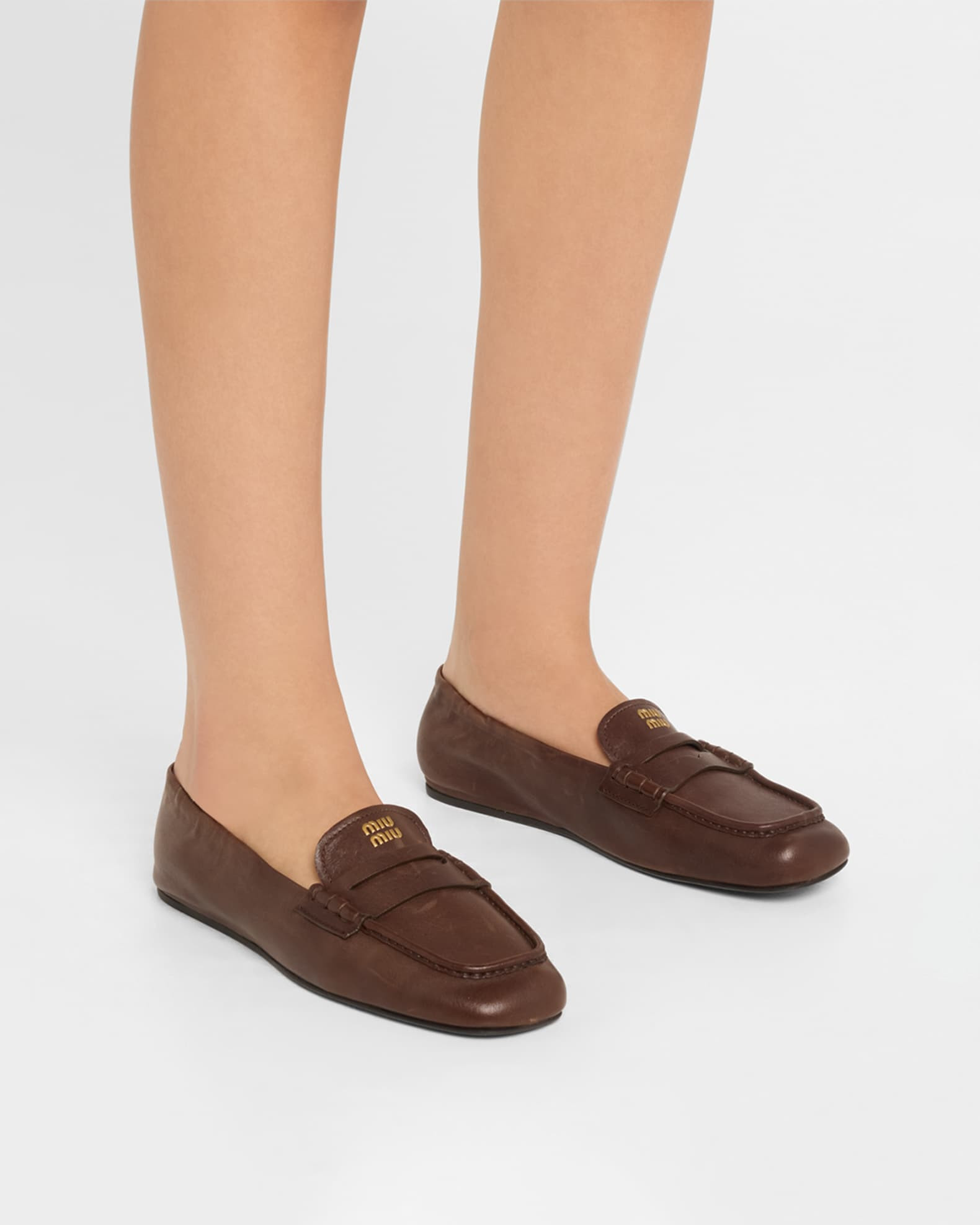 Aviator Leather Penny Loafers | Neiman Marcus
