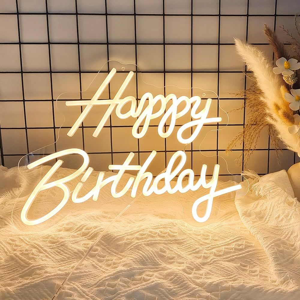 Happy Birthday Neon Sign, Happy Birthday Light Up Sign, Neon Happy Birthday Sign, Happy Birthday ... | Amazon (US)