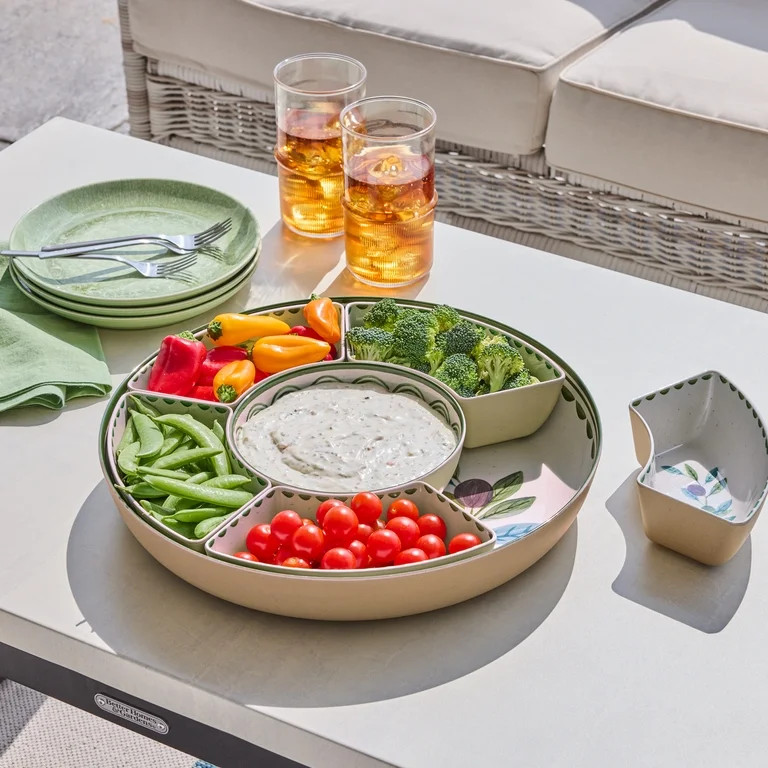 Better Homes and Gardens Bamboo Melamine Olive Chip and Dip Serve Tray for Stylish Entertaining | Walmart (US)