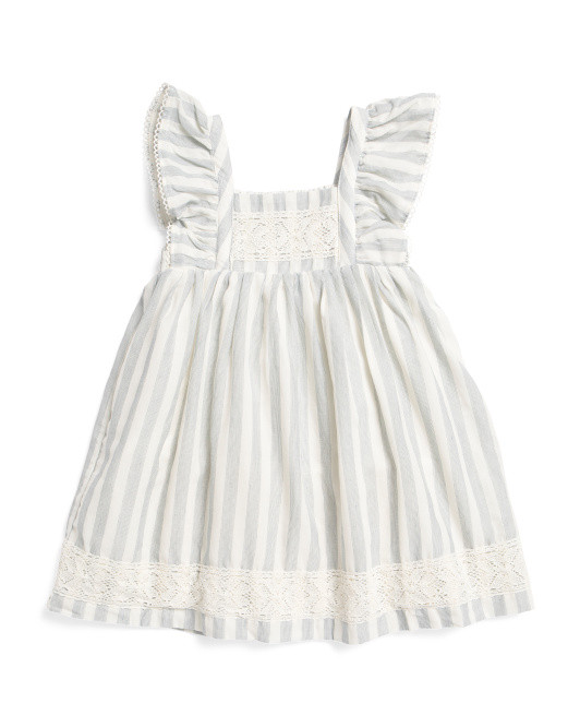 Toddler Girls Striped Crochet Trim Dress | TJ Maxx