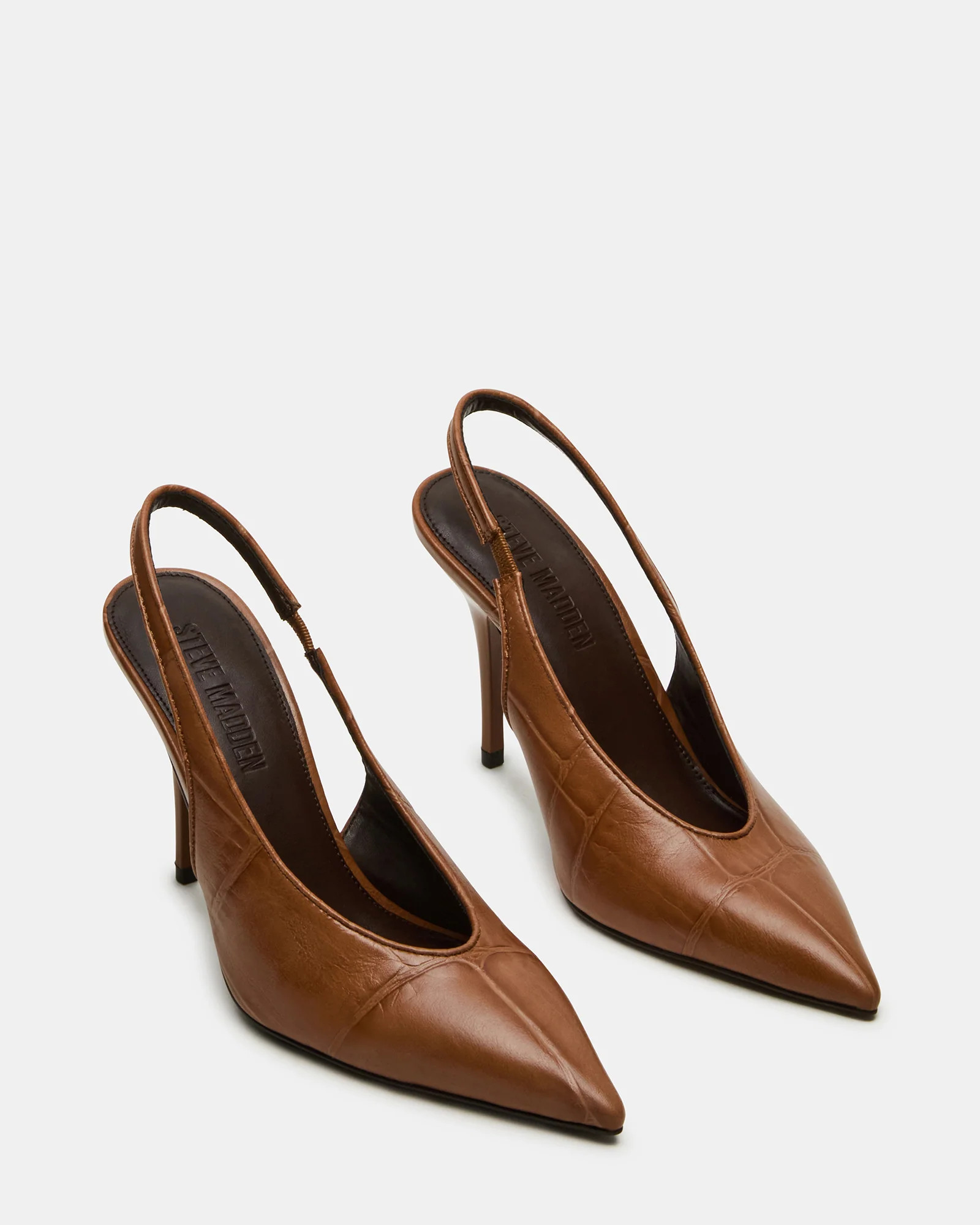 ANDROMEDA Tan Crocodile Slingback Pointed-Toe Stiletto Pump Women's Heel | Steve Madden (US)