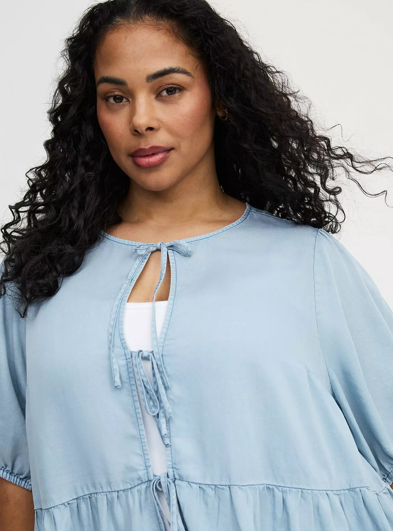 Tie-Front Puff Sleeve Blouse | Torrid (US & Canada)