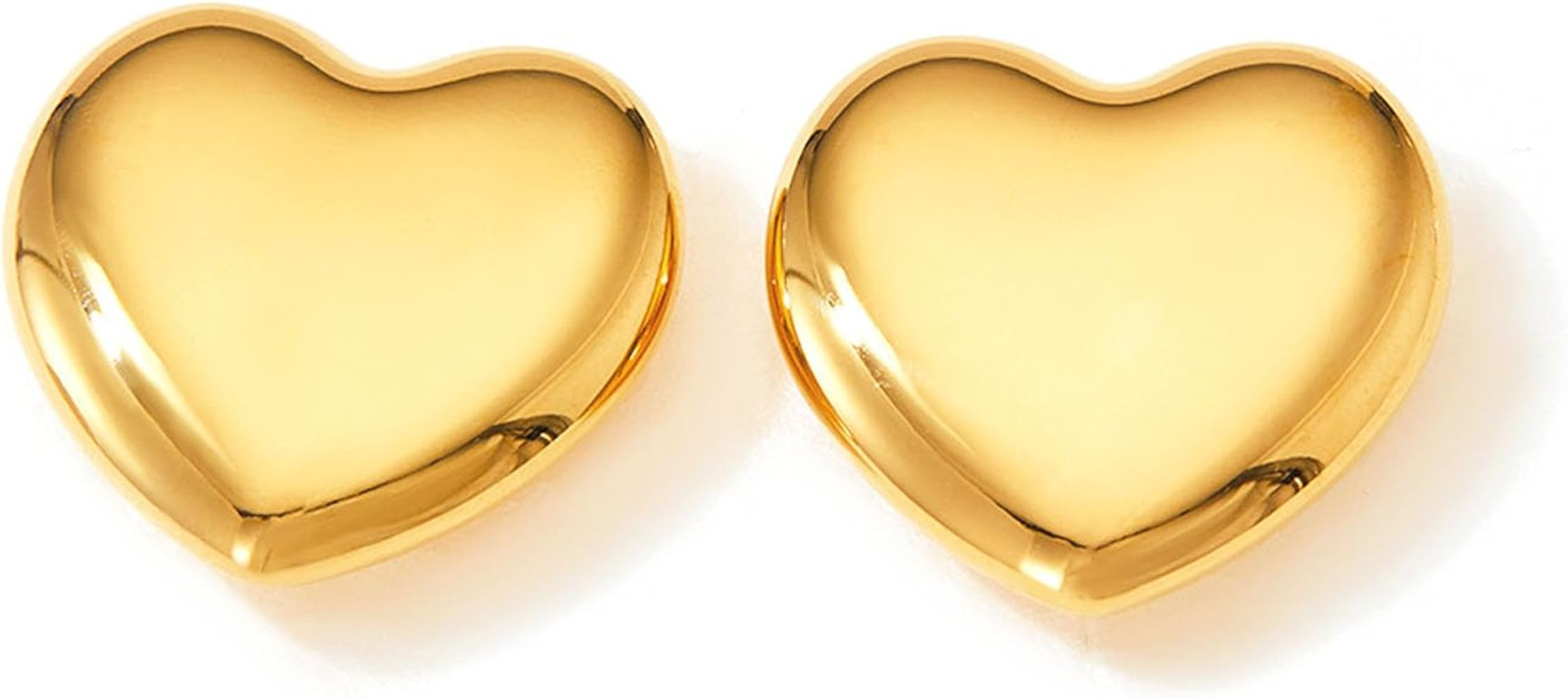 18K Gold Plated Heart Earrings for Women Gold Heart Stud Earrings Puffy Heart Shaped Earrings Wom... | Amazon (US)