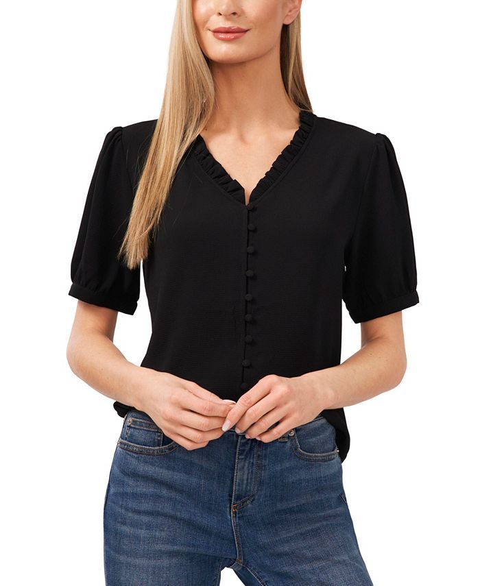 Women's Puff Sleeve Button Front Blouse | Macys (US)