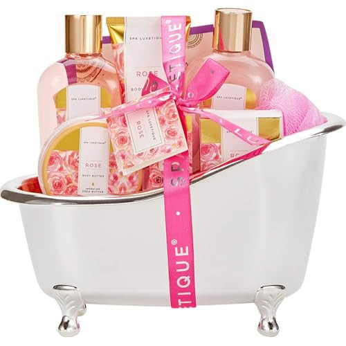 spa luxetique Gift Set For Women, Bath Sets for Women Gift, 8 Pcs Rose Spa Basket Includes Bubble Bath, Shower Gel, Body Lotion, Mom Birthday Gifts, Mother‘s Day Gifts for Her | Amazon (US)