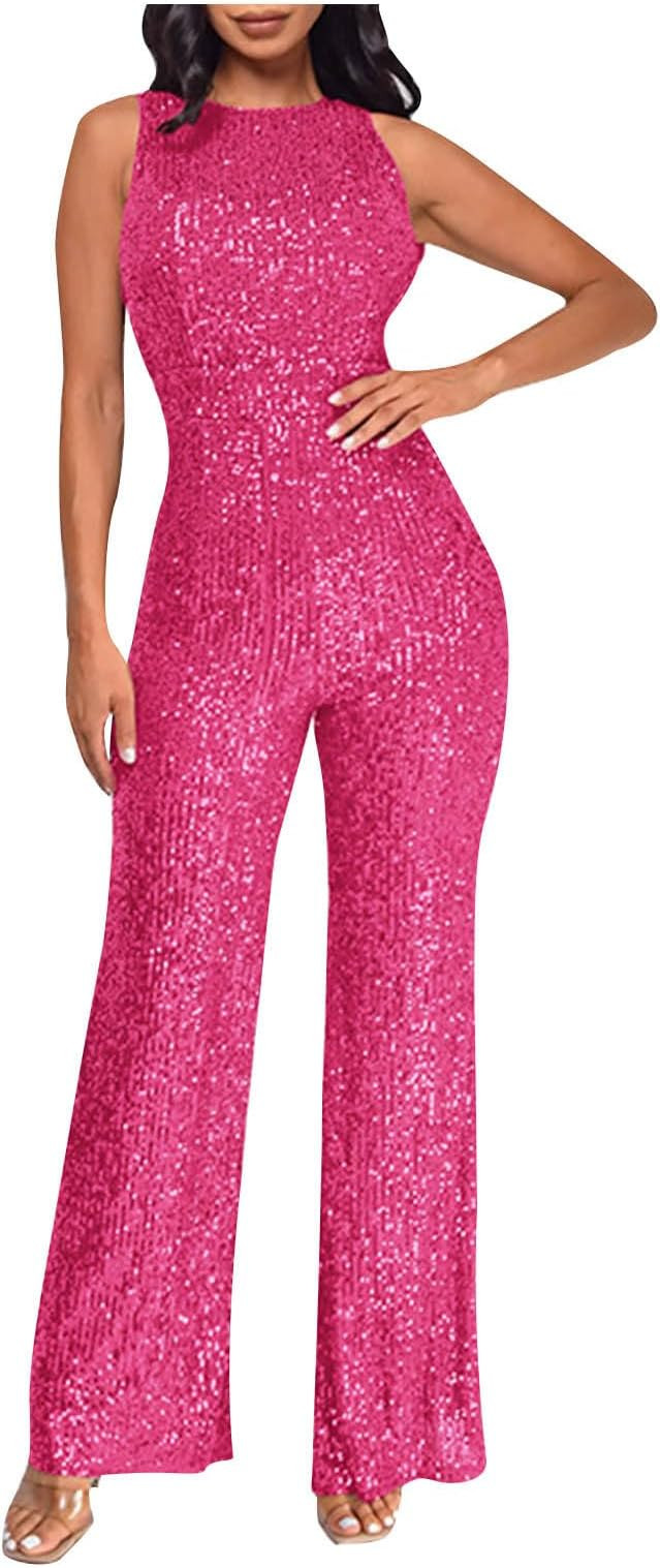 Sinzelimin Women Cocktail Party Romper Fashion Sequin Clubwear Jumpsuit Sexy Off Shoulder Sleevel... | Amazon (US)