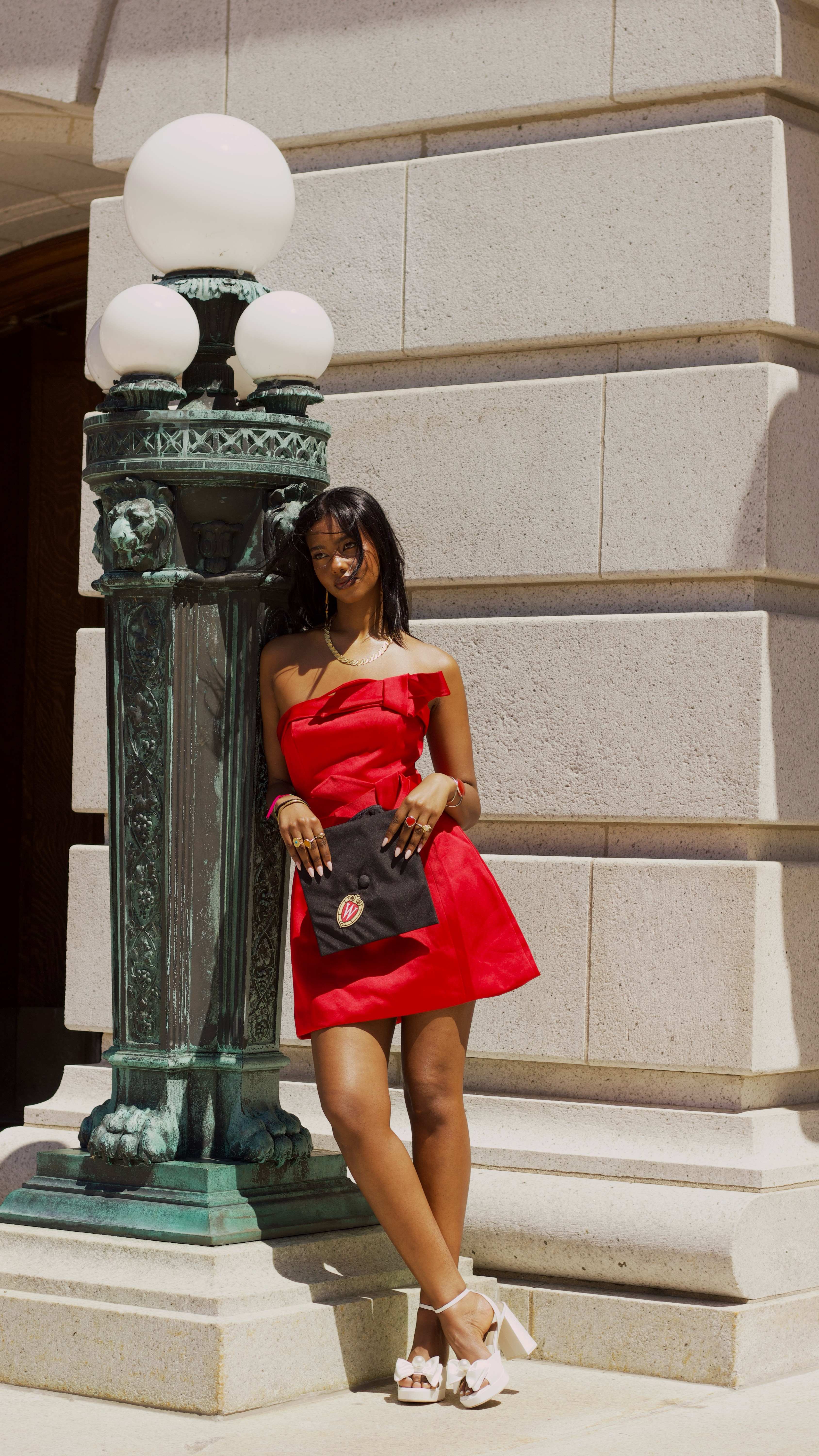Graduation weekend has officially began!!! Prepared to be sick of me yall!! Here’s some videos of me frolicking around the capitol while taking my grad pics yesterday congrats to all the grads who beat the odds, please celebrate Shoes - @dolcevita Footwear dress - @meshki 

#graduation #graduates #graddress #graduationdress #graduation2025 #graduation2025