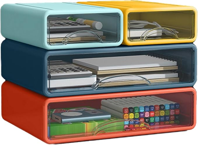 Desk Organizer with Drawers, Stackable Storage Drawers with Compartments Desktop Organization for... | Amazon (US)