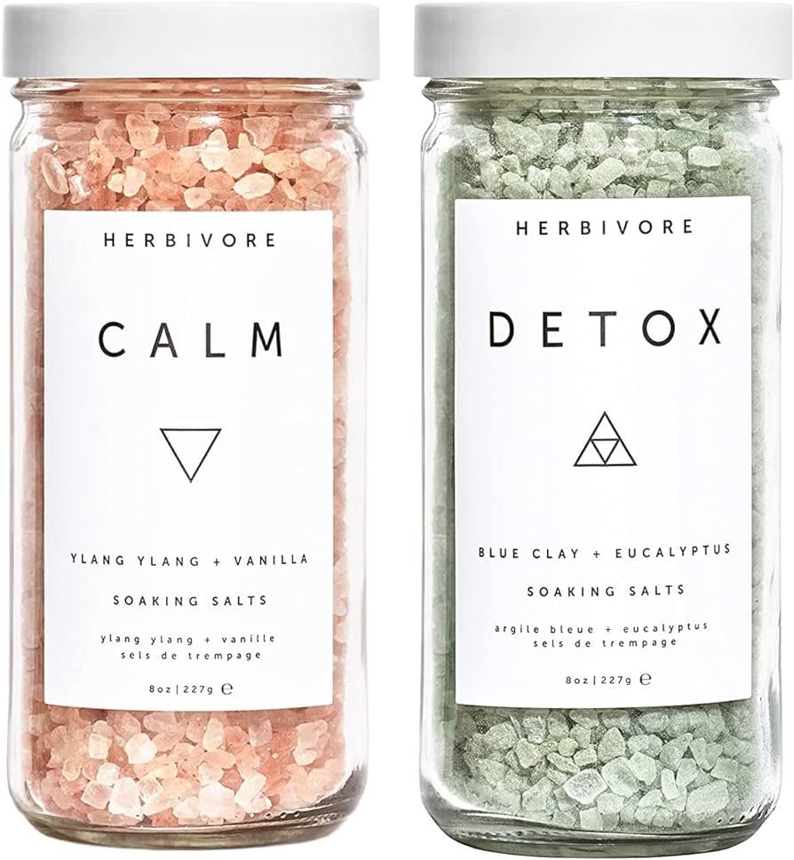 Herbivore Botanicals Calm + Detox Soaking Bath Salts – Natural, Vegan, Clean Beauty (8 oz Each) | Amazon (US)