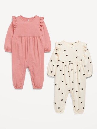 2-Pack Long-Sleeve Ruffle-Trim Jumpsuit for Baby | Old Navy (US)