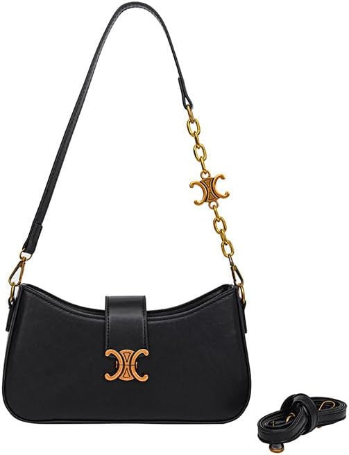 Vintage PU Leather Underarm Bag, Single-Shoulder Handbag, Classic Minimalist Style | Amazon (US)