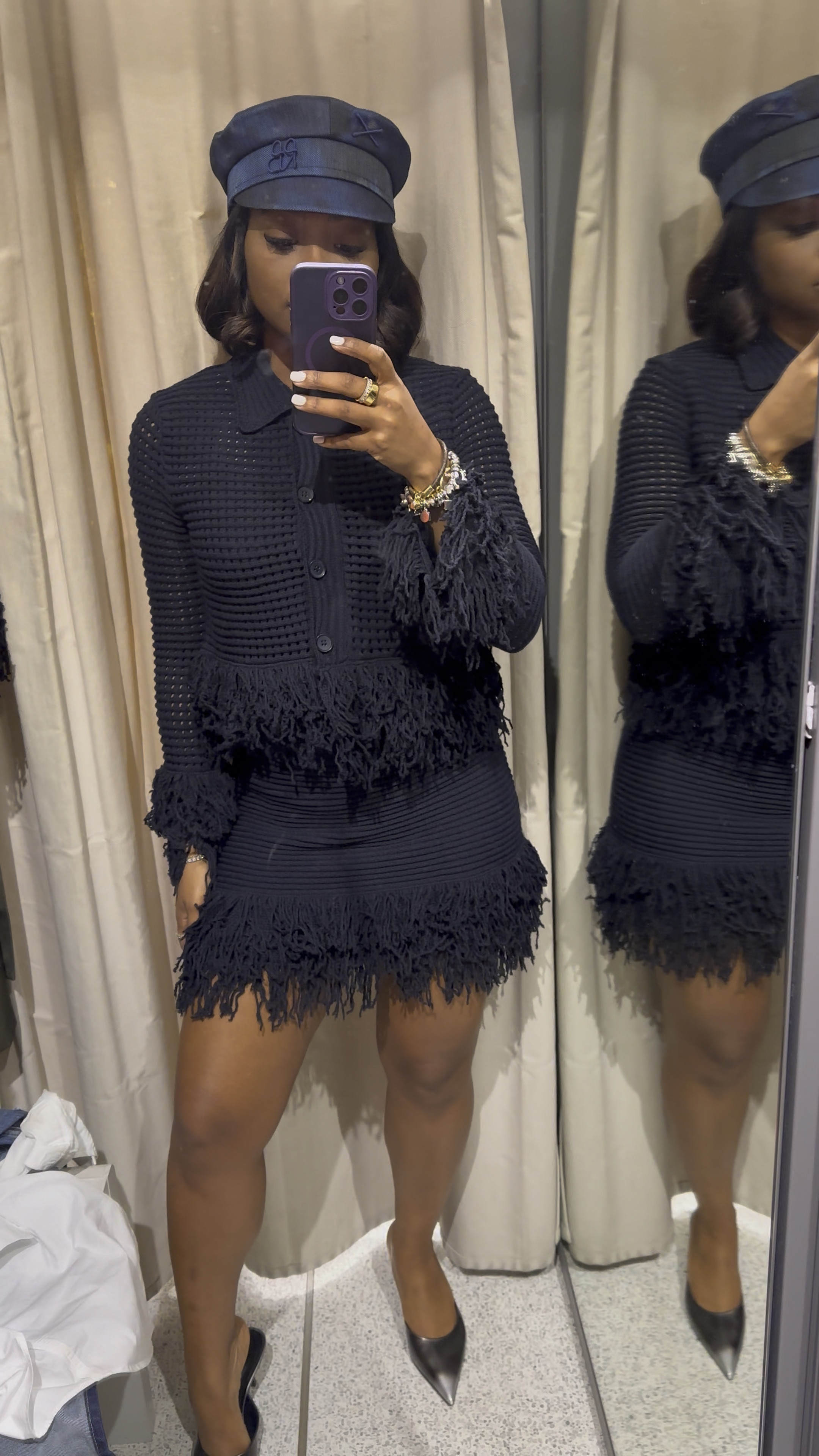 Zara Fringe Skirt Set
Navy Blue
Wearing a small top and medium skirt 

#LTKStyleTip