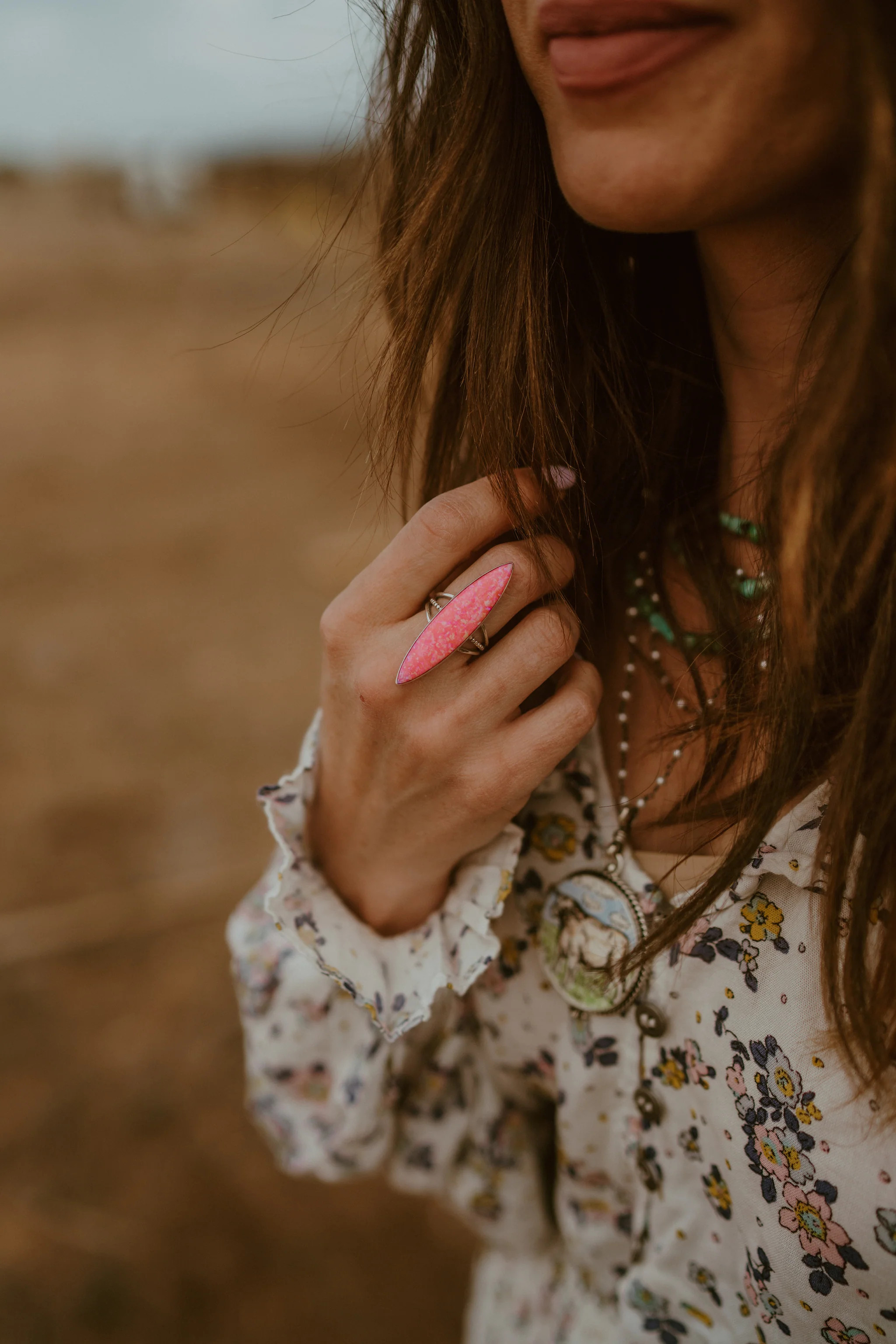 Poppy Ring | Pink Opal | Goldie Lew Jewelry
