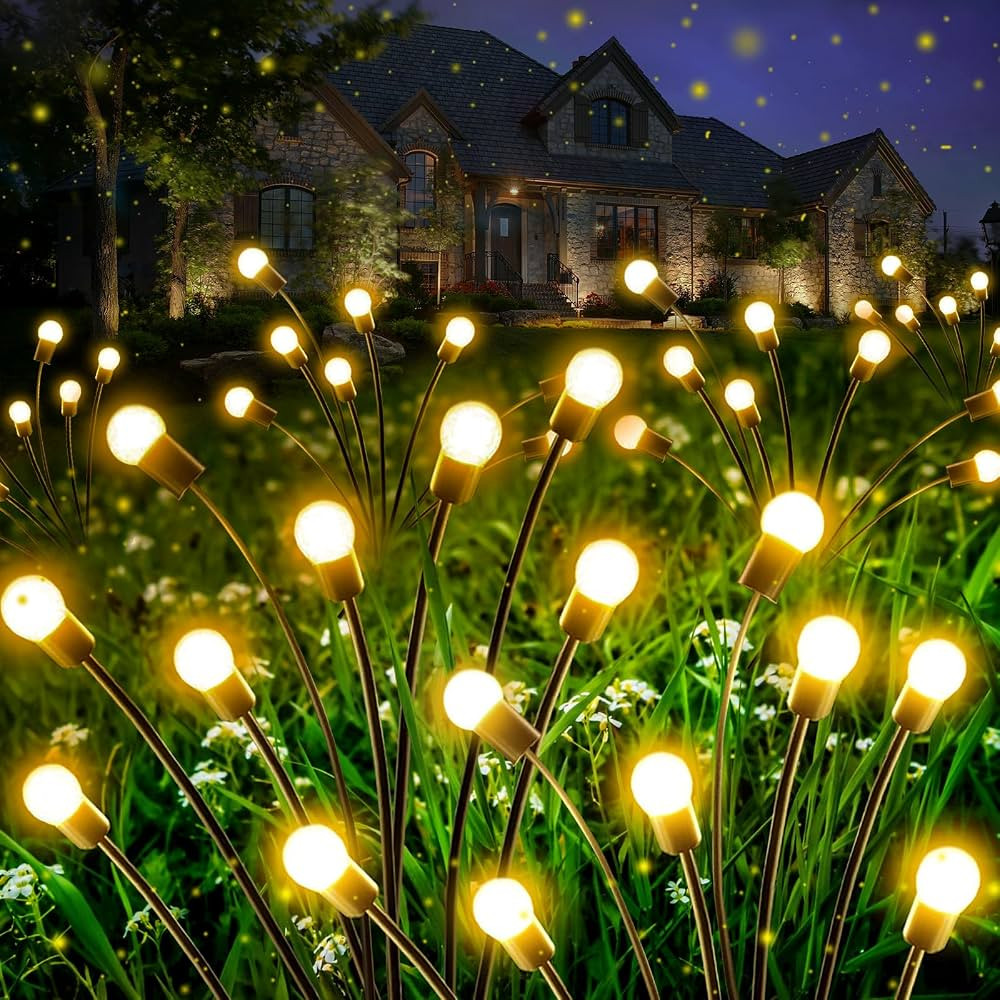 4-Pack Solar Garden Lights Outdoor, Upgraded 32 LED Firefly Solar Lights for Outside, Sway by Win... | Amazon (US)