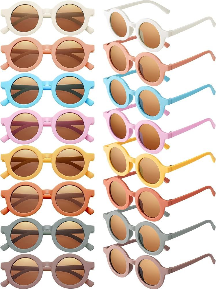 Frienda 16 Pairs Kids Sunglasses Cute Round Sunglasses Toddler Glasses for Kids Boys Girls Beach ... | Amazon (US)