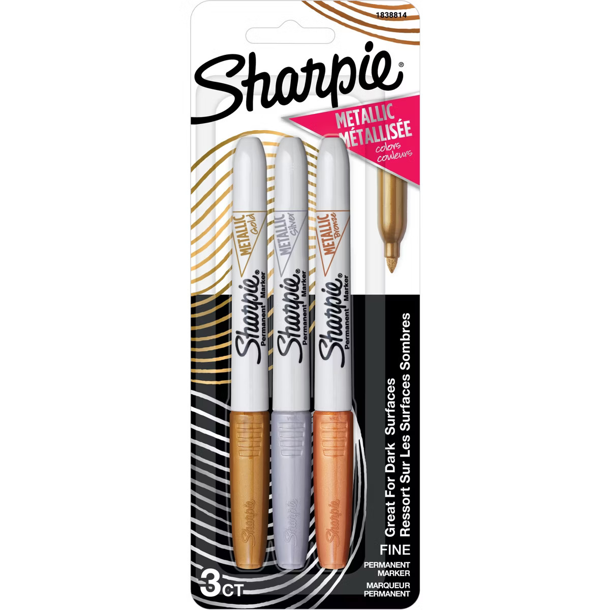 Sharpie 3pk Permanent Markers Fine Tip Metallic Gold/Silver/Bronze: Quick Drying, Durable, Water-... | Target