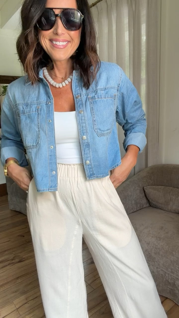 This combo is SO good 👏🏻 The cropped Walmart denim shirt with these flowy Amazon pants makes the easiest put-together outfit without even trying. Such a good everyday look! 🤍 Wearing XS in the denim + small in the pants.

#WalmartFashion #AmazonFashion #AffordableStyle #CasualOutfit #EverydayStyle #LTKStyle