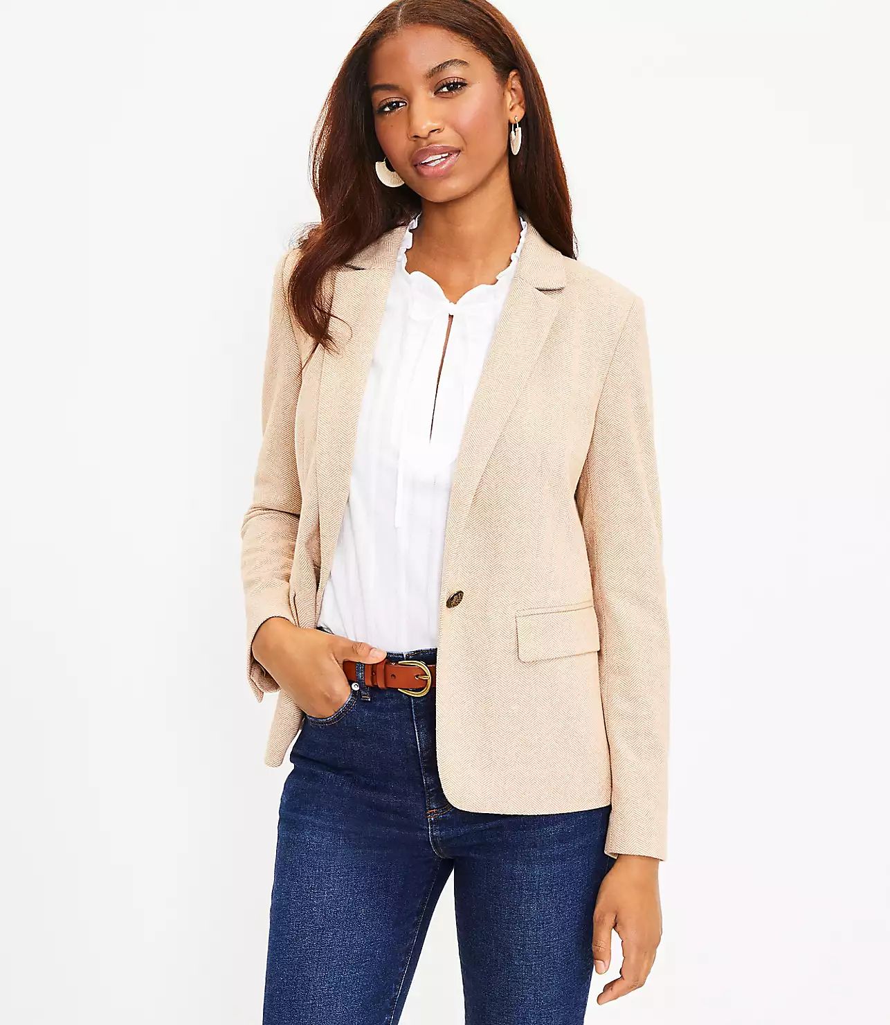 Herringbone Knit Blazer | LOFT