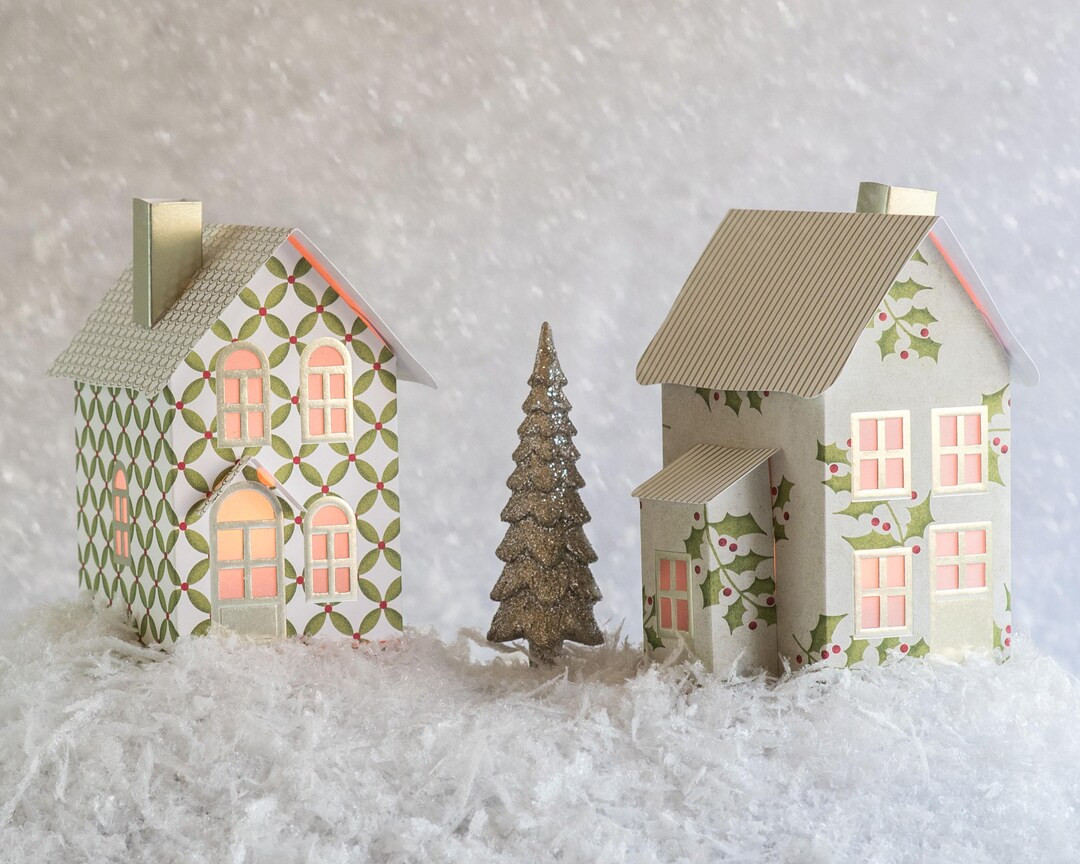 Christmas Village Hollyberry 'n Gold Set of 2 Pop-up - Etsy | Etsy (US)