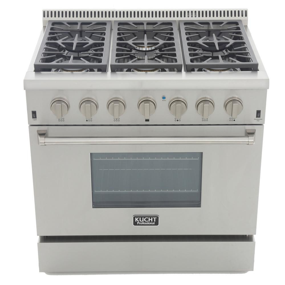 Kucht Pro-Style 36 in. 5.2 cu. ft. Natural Gas Range in Stainless Steel-KRG3618U - The Home Depot | The Home Depot