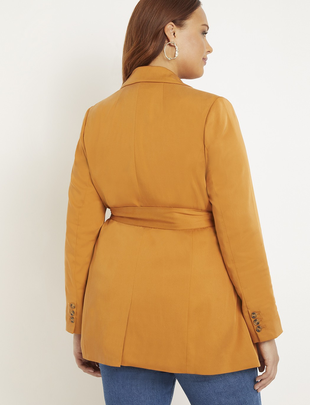 Double Breasted Blazer with Tie | Women's Plus Size Coats + Jackets | ELOQUII | Eloquii