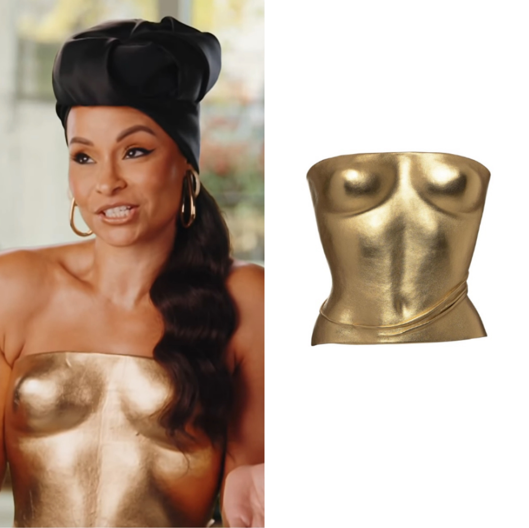 Sai De Silva’s Gold Confessional Top is by J Phoenix London // Shop Similar 