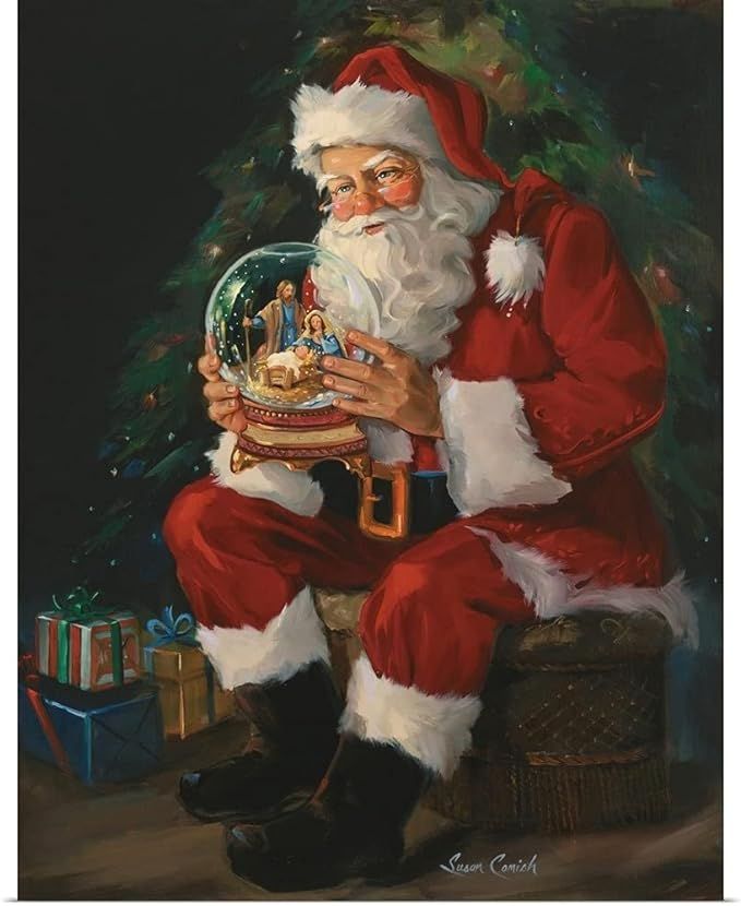 GREATBIGCANVAS Santa Believes Fine Art Poster Print, Christmas Home Decor Artwork, 24"x30" | Amazon (US)