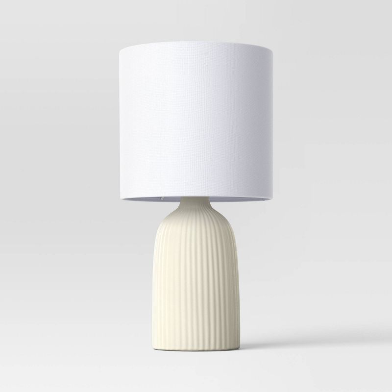 Fluted Ceramic Mini Table Lamp Tan - Threshold&#8482; | Target