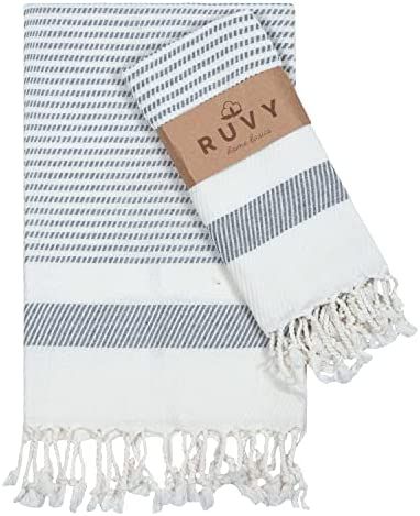 Ruvy Home Basics Turkish Hand Towels for Bathroom Set of 2 | 18"x40", Cotton | Bathroom Hand Towe... | Amazon (US)