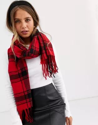 New Look check scarf in red and black | ASOS UK