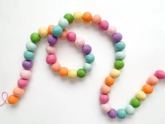 Pastel Rainbow Felt Ball Garland Bunting Banner | Etsy | Etsy (US)