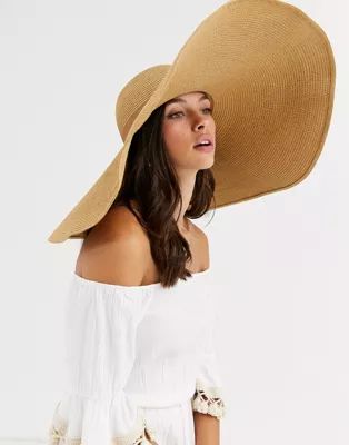 ASOS DESIGN large straw hat with size adjuster in brown | ASOS US