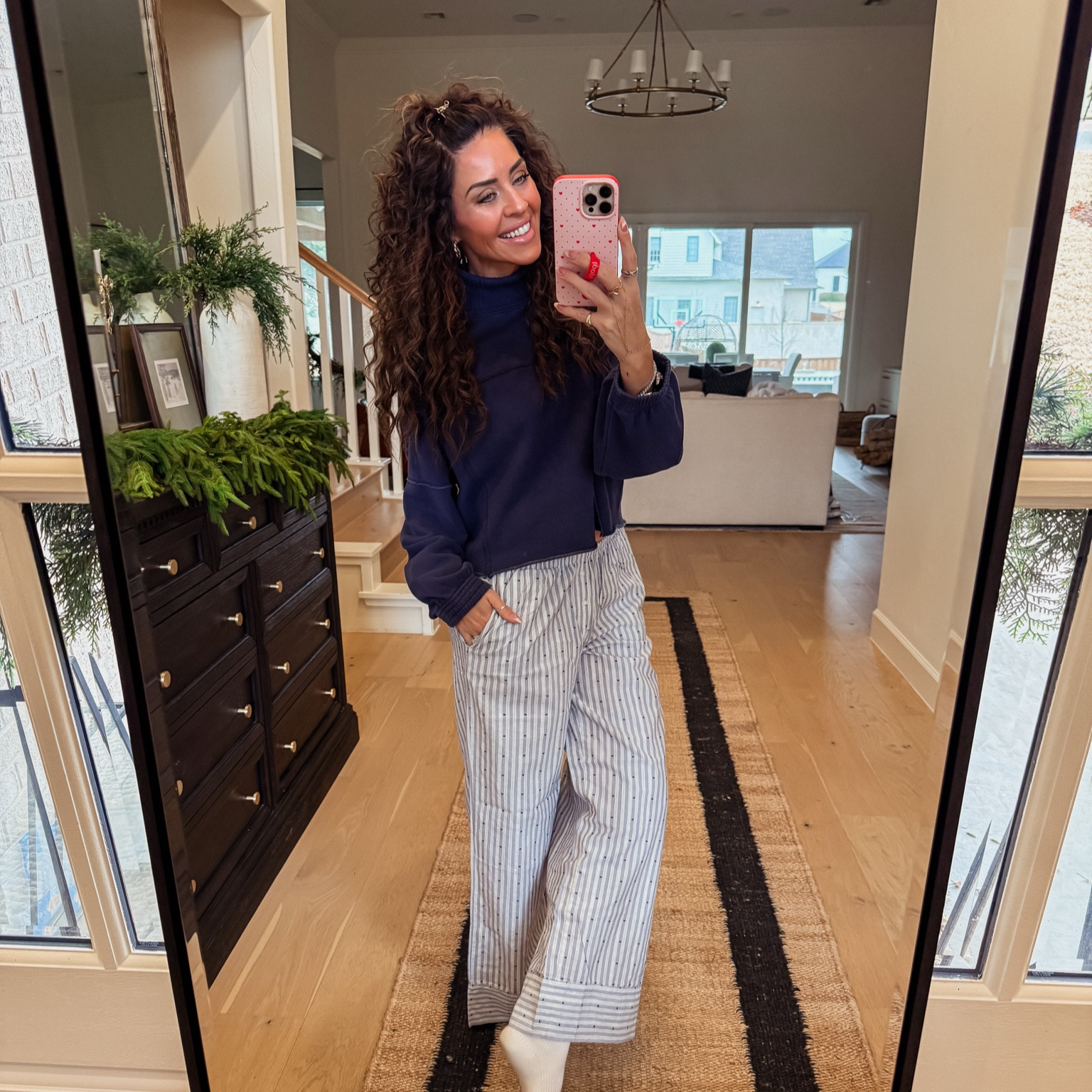 Pinstripe/Polka dot pajama pants - size M
Cropped turtleneck - size S


#LTKSaleAlert #LTKStyleTip #LTKFindsUnder50