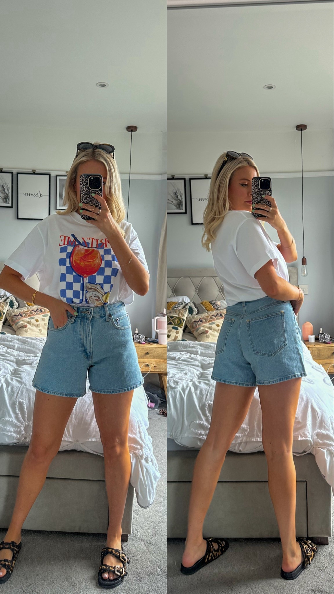 Love this whole look! Wearing a M in the t shirt and w26 in the shorts! 

Abercrombie, denim shorts 