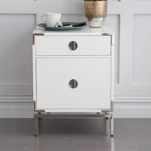 Malone Campaign Nightstand - White Lacquer | West Elm (US)