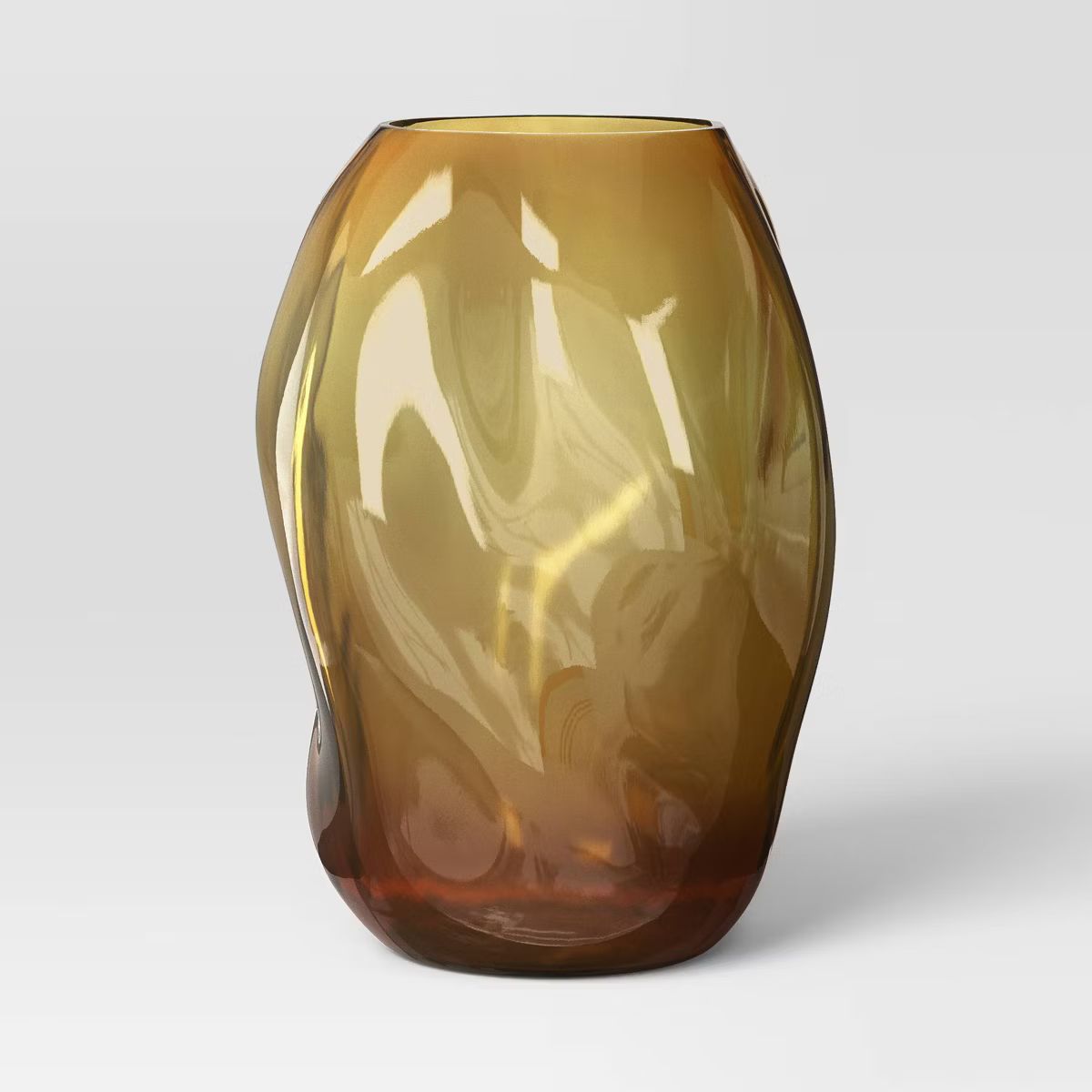 Large Organic Form Glass Hurricane Decorative Vase Amber - Threshold™ | Target