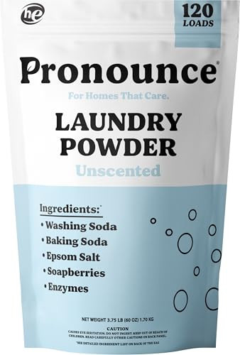 Pronounce Laundry Detergent Powder Alternative | Earth-Derived Ingredients, Eco-Friendly, Safer for Sensitive Skin, Eczema, and Babies. Stain + Smell Fighting. HE Safe (Unscented, 120 Loads) | Amazon (US)