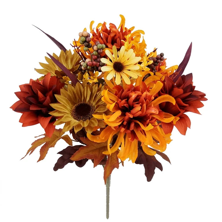 Mainstays 18.5\u2019\u2019H Indoor Artificial Mum Daisy Mixed Bouquet, Orange Color | Walmart (US)