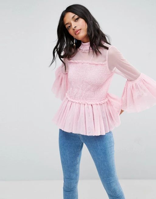 ASOS Smock Top with Shirring Detail & High Neck | ASOS US